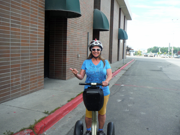 Karen Duquette on her Segway
